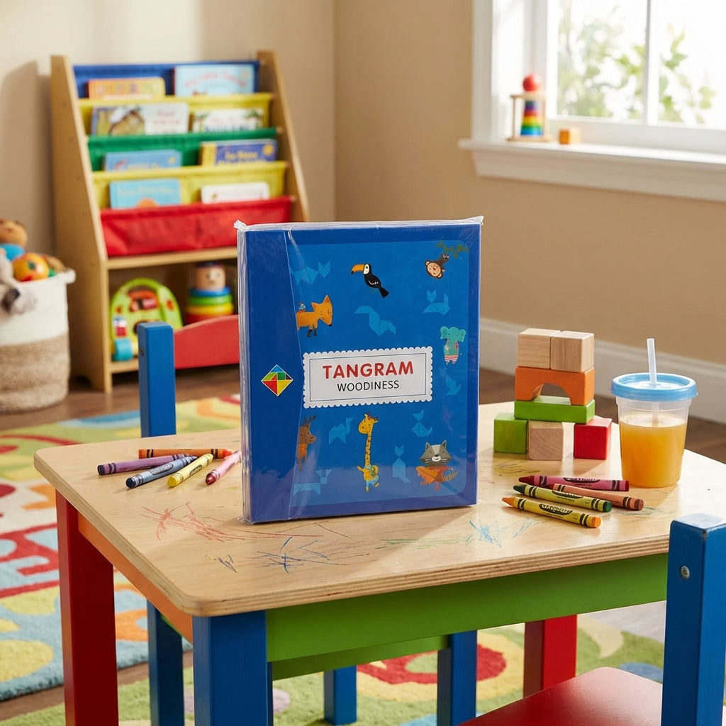 Wooden Tangram Puzzle Toy – Educational Brain Teaser Game for Kids and Adults