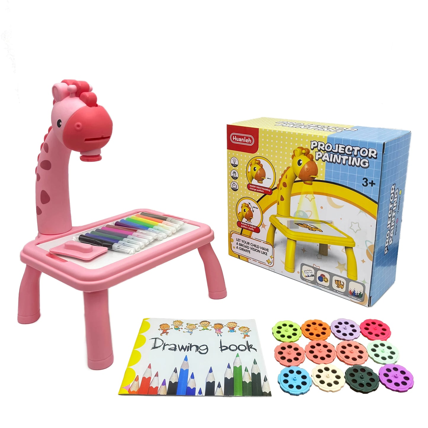 Kids' Drawing Table with Projection Toy