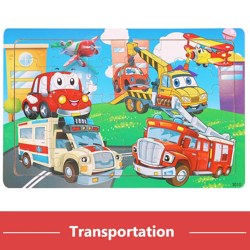 30 Pieces Wooden Puzzles Cartoon Toy