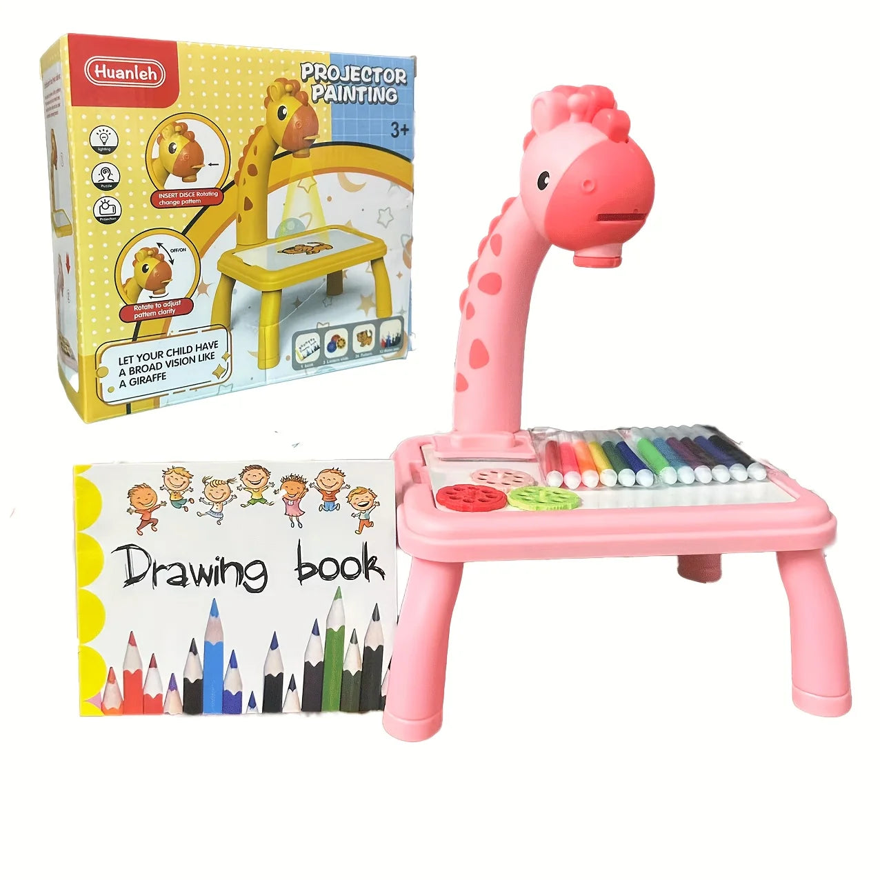 Kids' Drawing Table with Projection Toy
