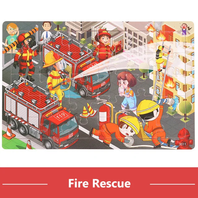 30 Pieces Wooden Puzzles Cartoon Toy