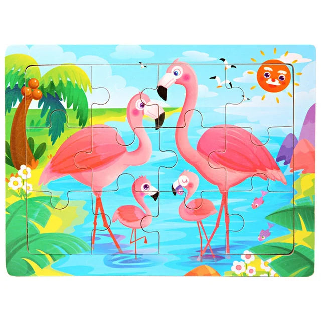 30 Pieces Wooden Puzzles Cartoon Toy