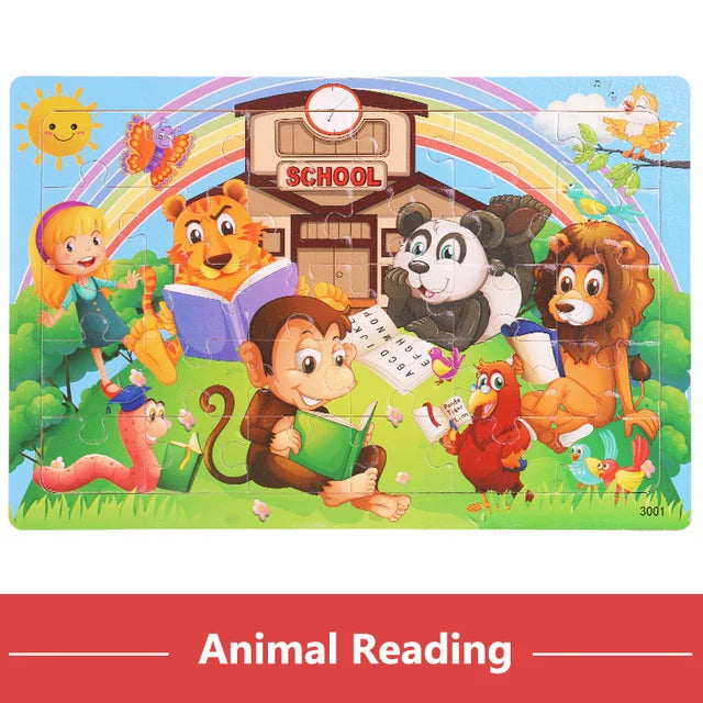 30 Pieces Wooden Puzzles Cartoon Toy