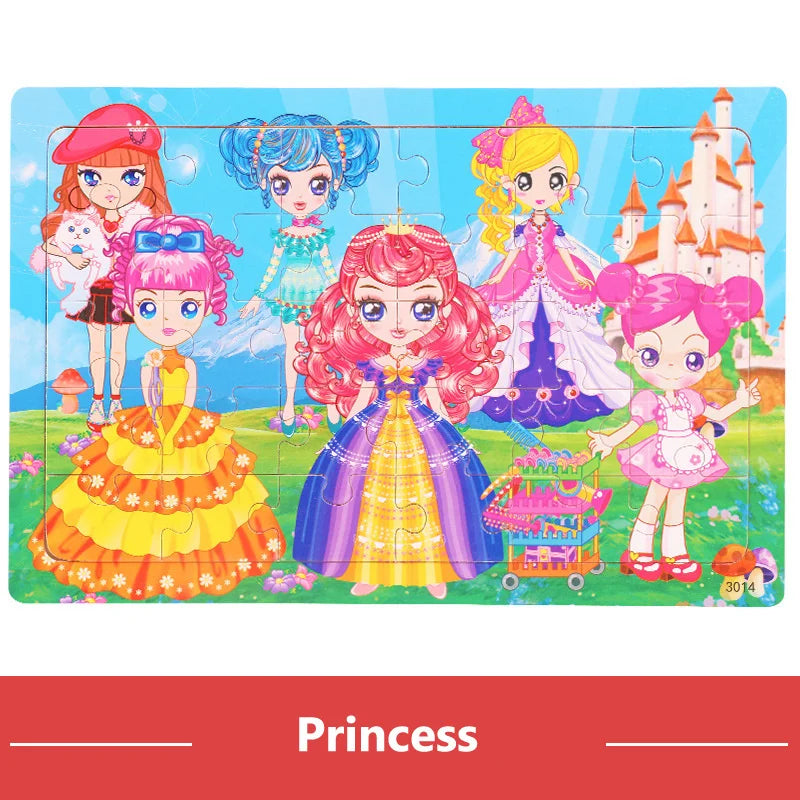 30 Pieces Wooden Puzzles Cartoon Toy