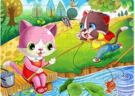 60Pcs Cartoon Wooden Puzzle Toy