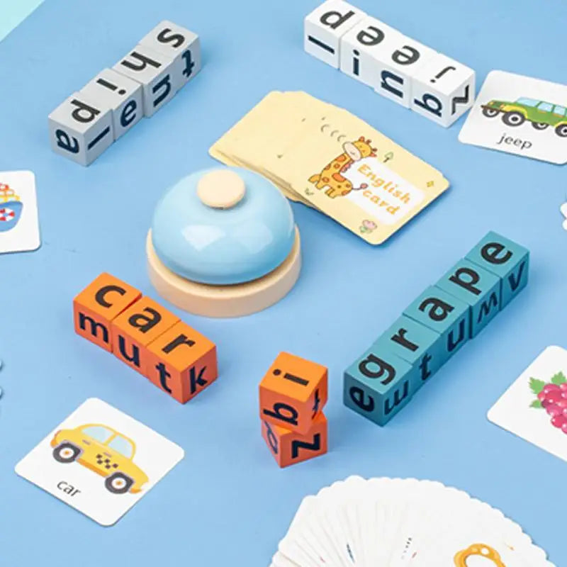 Wood Spelling Blocks Alphabet Toys