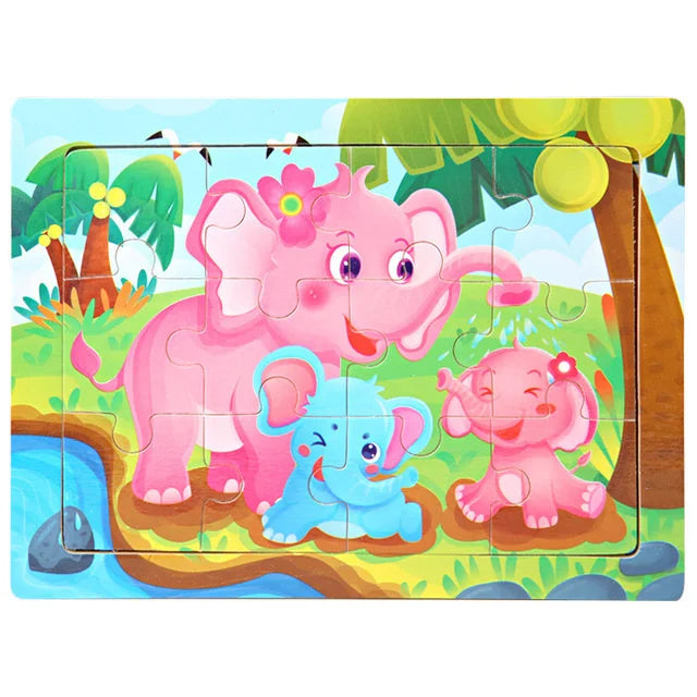 30 Pieces Wooden Puzzles Cartoon Toy