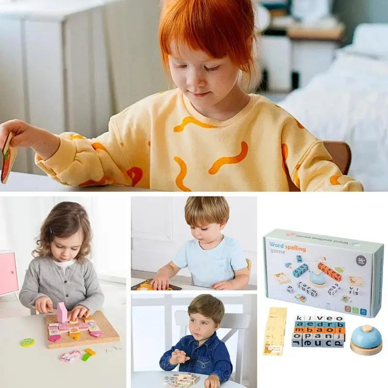 Wood Spelling Blocks Alphabet Toys