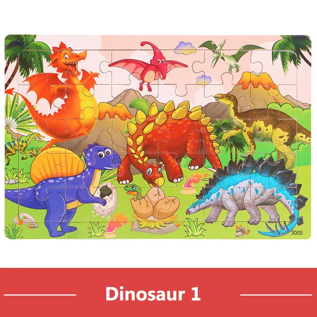 30 Pieces Wooden Puzzles Cartoon Toy