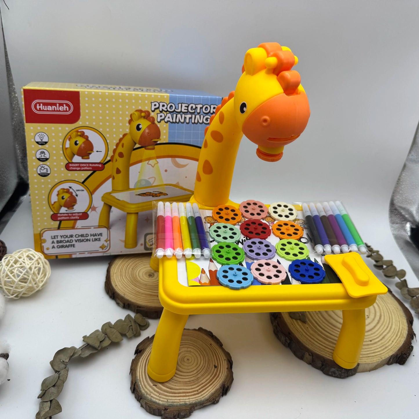 Kids' Drawing Table with Projection Toy