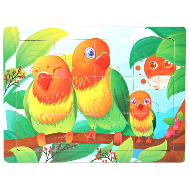 30 Pieces Wooden Puzzles Cartoon Toy