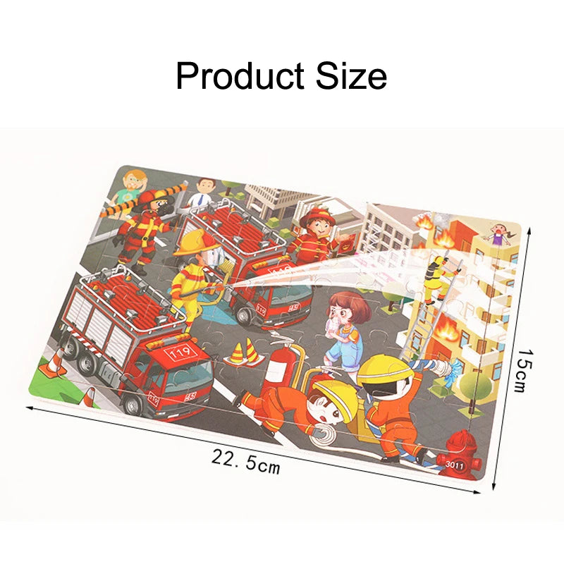30 Pieces Wooden Puzzles Cartoon Toy