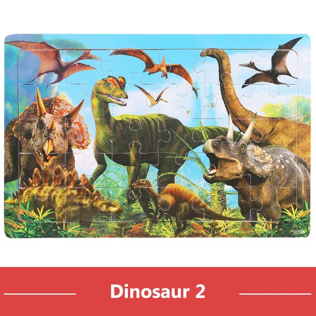 30 Pieces Wooden Puzzles Cartoon Toy