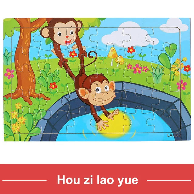 30 Pieces Wooden Puzzles Cartoon Toy
