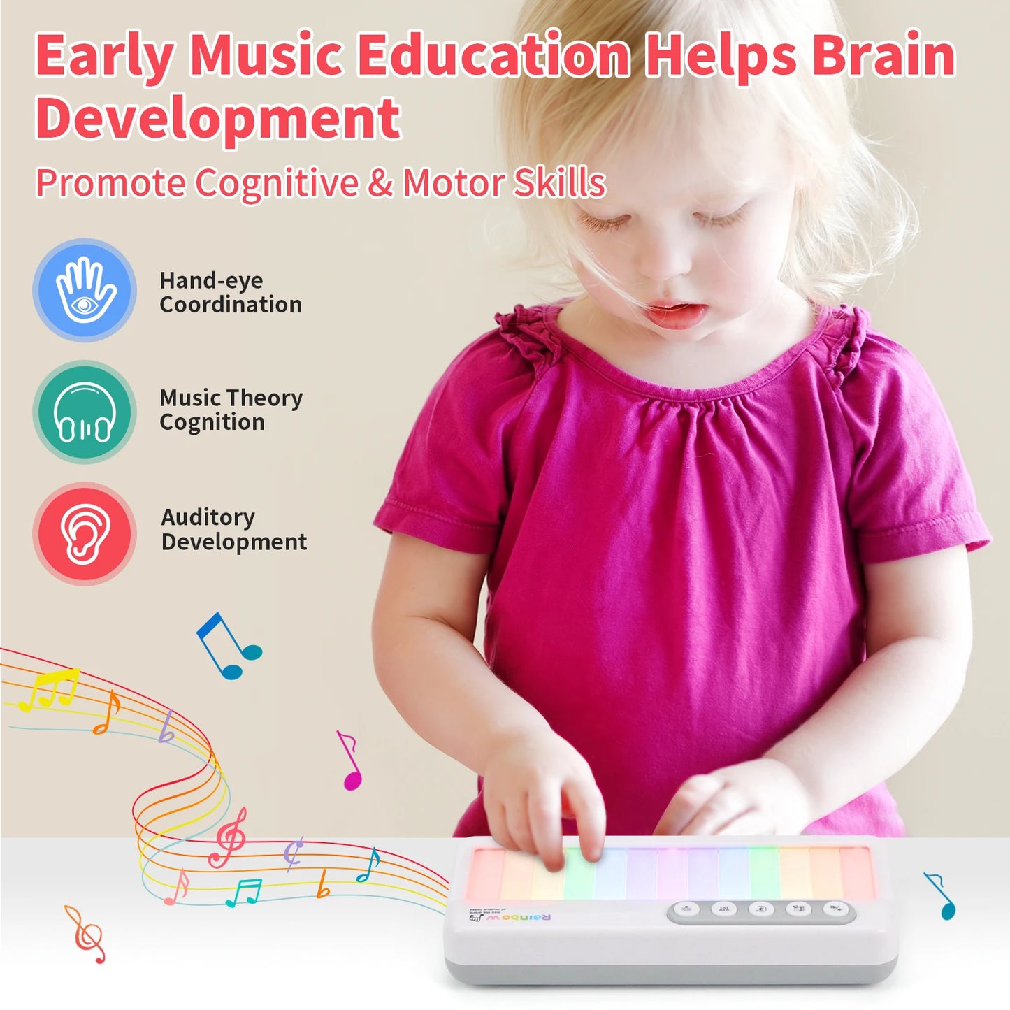 Rainbow Flashing Piano Toy